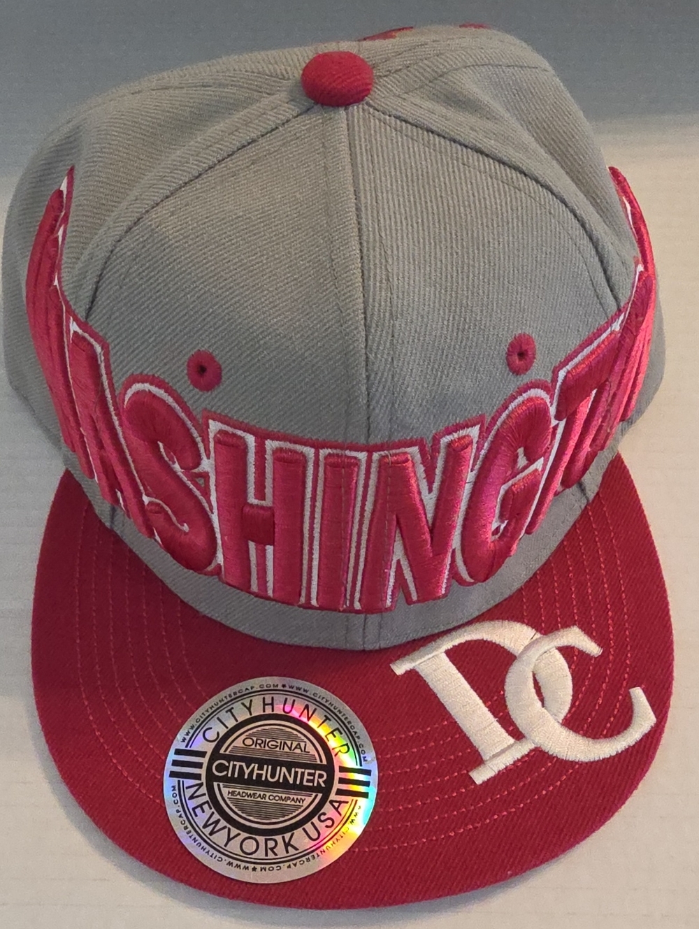City  Hunter NWOT Two-Tone Gray Pink Washington DC Snapback Baseball Cap